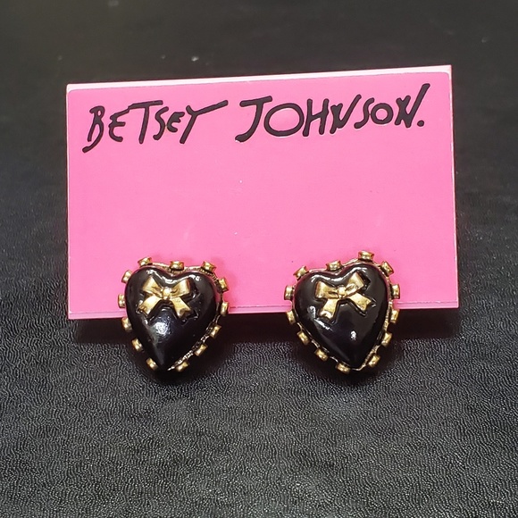 Betsey Johnson Jewelry - Betsey Johnson black heart earrings